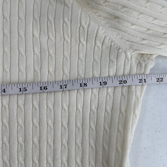 Lane Bryant Cable Knit Ivory Cotton Button Up Long Sleeve Cardigan Sweater Layer - Picture 8 of 10